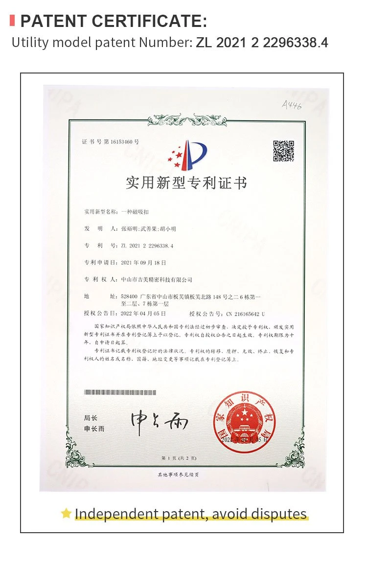 product-750-1155 Product patent certificate
